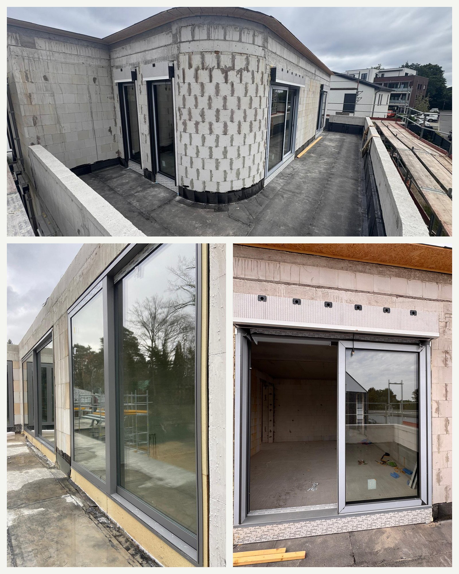 Fenstermontage und Anschlussdetails in einem Objektbau